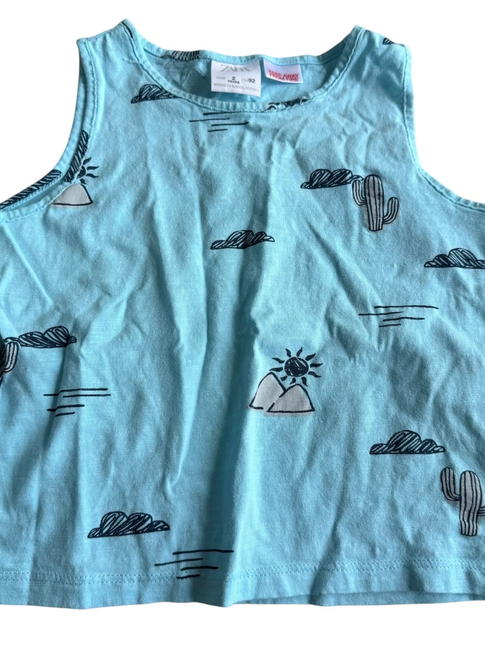 Zara Light Blue Tank Top with Black Desert Sketches